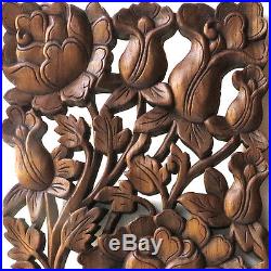 1 Pair Rose Garden New Wood Carving Home Wall Panel Mural Decor Art Statue gtahy
