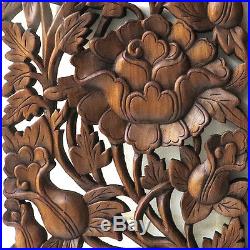 1 Pair Rose Garden New Wood Carving Home Wall Panel Mural Decor Art Statue gtahy