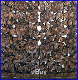 1 Pair Rose Garden Wood Carving Home Wall Panel Mural Decor Art Statue FS gtahy