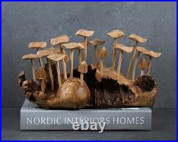 10.5 Width Wooden Mushroom Sclupture, Wood Carving, Forest, Art, Holiday Gift