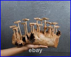 10.5 Width Wooden Mushroom Sclupture, Wood Carving, Forest, Art, Holiday Gift