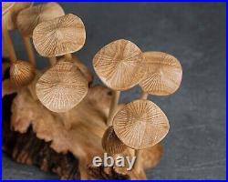 10.5 Width Wooden Mushroom Sclupture, Wood Carving, Forest, Art, Holiday Gift