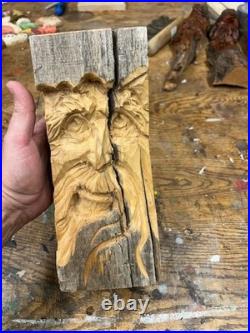 #1044 Woodspirit Woodcarving Folk Art Gnome Fantasy Forest Face by CJ Whillock