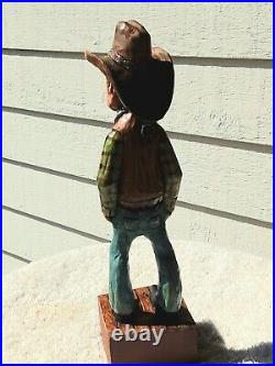 11.5 T. Cowboy Wood Carving By James Mead In Beautiful One Of A Kind? My