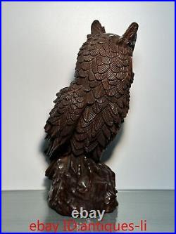 11Ancient Chinese Yellow Poplar Wood Carving Finely Crafted Large Owl