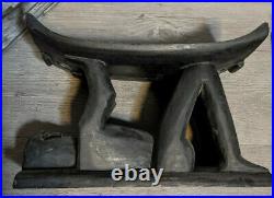 12.5x8.5x6 Carved Wood African Tribal Stool Head Rest Art Carving Sculpture