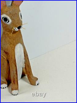 12 David Alvarez folk art hand-carved wooden jackrabbit. Southwestern Folk Art