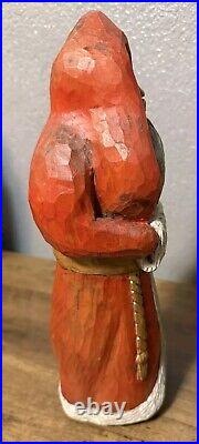 12 Hand Carved Painted Folk Art Santa Sculpture Artist Signed JF Christmas 1993