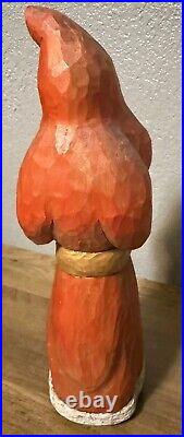 12 Hand Carved Painted Folk Art Santa Sculpture Artist Signed JF Christmas 1993