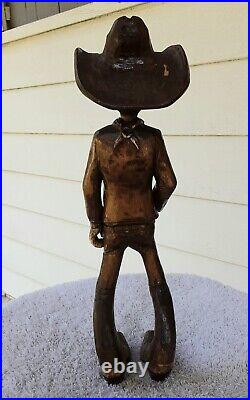 12 T. Cowboy Wood Carving Unsigned But Cool Condition? 
