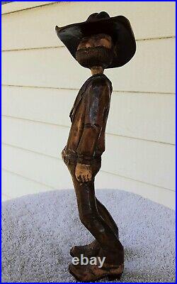 12 T. Cowboy Wood Carving Unsigned But Cool Condition? 