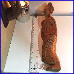 12 Thai Buddhism Art Large Teak Wood Carved Sleeping Buddha Statue Sculpture