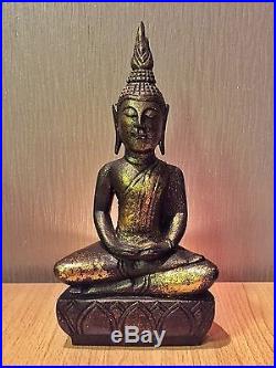 12 Thai Buddhism Art Large Wood Carved Sitting Buddha Statue Sculpture