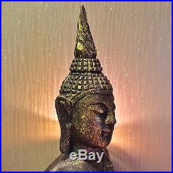 12 Thai Buddhism Art Large Wood Carved Sitting Buddha Statue Sculpture