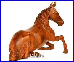 14 Large Wooden Hand Carved Horse Art Figurine Statue Sculpture Wood Decor