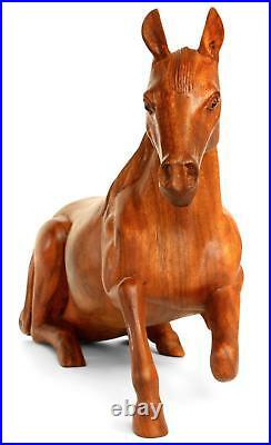 14 Large Wooden Hand Carved Horse Art Figurine Statue Sculpture Wood Decor