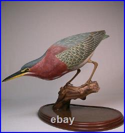 15 Green Heron Original Wood Carving/Birdhug