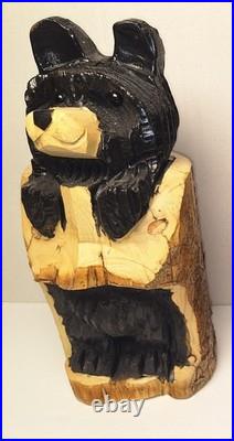 15 Tall Bear In a Stump Handcrafted Chainsaw Carving Rustic Decor Pre-owned 15 Tall Bear In a Stump Handcrafted Chainsaw Carving Rustic Decor Pre-owned