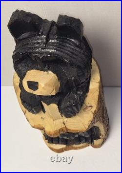 15 Tall Bear In a Stump Handcrafted Chainsaw Carving Rustic Decor Pre-owned