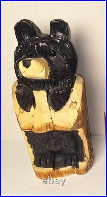 15 Tall Bear In a Stump Handcrafted Chainsaw Carving Rustic Decor Pre-owned