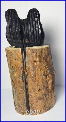 15 Tall Bear In a Stump Handcrafted Chainsaw Carving Rustic Decor Pre-owned 15 Tall Bear In a Stump Handcrafted Chainsaw Carving Rustic Decor Pre-owned