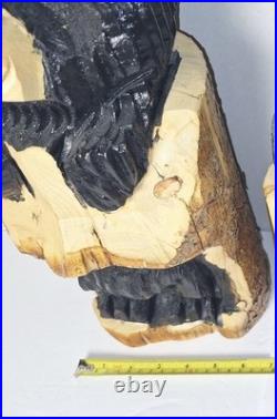 15 Tall Bear In a Stump Handcrafted Chainsaw Carving Rustic Decor Pre-owned