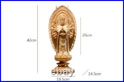 16.5in Thousand Hands Guanyin Wood Carved Figure Buddha Statue Decoration