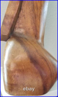 16 Mid Century Modern Style Carved Wood Sculpture Woman Vintage
