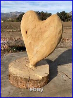 16 Tall Rustic Chainsaw Carved, Rough Finished Oak Wood Heart Valentine