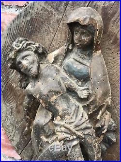 16th 17th Century Carved Wood Polychromed Italian Sculpture Michelangelos Pieta