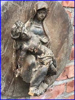 16th 17th Century Carved Wood Polychromed Italian Sculpture Michelangelos Pieta