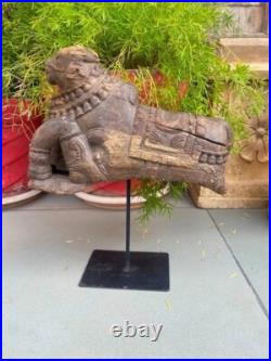 1700's Ancient Old Wooden Hand Carved Nandi Bull Rare Figurine 14 Statue