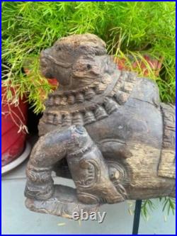 1700's Ancient Old Wooden Hand Carved Nandi Bull Rare Figurine 14 Statue