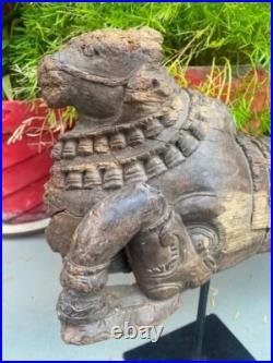 1700's Ancient Old Wooden Hand Carved Nandi Bull Rare Figurine 14 Statue