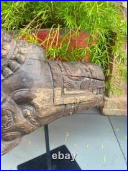 1700's Ancient Old Wooden Hand Carved Nandi Bull Rare Figurine 14 Statue