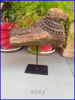 1700's Ancient Old Wooden Hand Carved Nandi Bull Rare Figurine 14 Statue