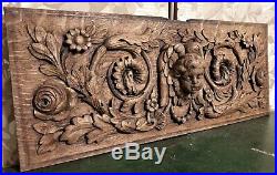 17th angel scroll leaf wood carving panel Antique french architectural salvage