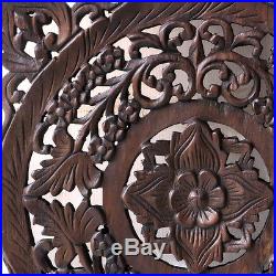 18.12 Thick Lotus Flower Teak Wood Hand Carved Home Decor Wall Panel Art gtahy