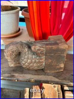 1800's Ancient Wooden Hand Craved Wall Hanging Parrot Figure Bracket Panel