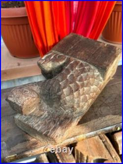 1800's Ancient Wooden Hand Craved Wall Hanging Parrot Figure Bracket Panel