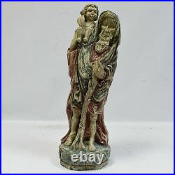 18th-19th century Old sculpture Saint Christopher Carved in wood Height 27,5 in
