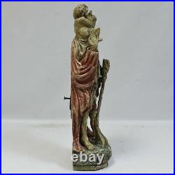 18th-19th century Old sculpture Saint Christopher Carved in wood Height 27,5 in