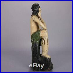 18th Century Italian Folk Art Figural Carved Wood Sculpture Icon of Jesus Christ