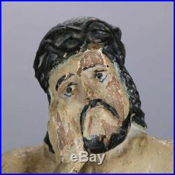 18th Century Italian Folk Art Figural Carved Wood Sculpture Icon of Jesus Christ