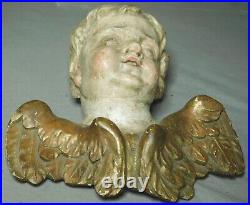 18th c. Baroque Rococo Angel Carved Gilt Polychrome Wood 1760 German Cherub FACE