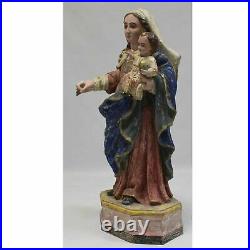 18th cent Baroque sculpture Madonna and Child carved wood, height 25,5 in