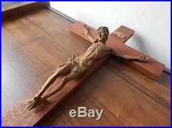 19 3/4 Inch Tall Hand Carved Wood Jesus/inri Sculpture Cross/crucifix Intnl Sale