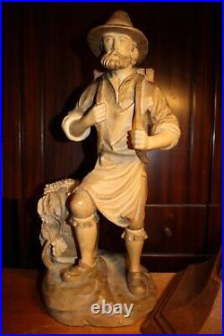 19 Wood Hand Carved Vintner Wine Grower Maker Figure Statue Sculpture Carving