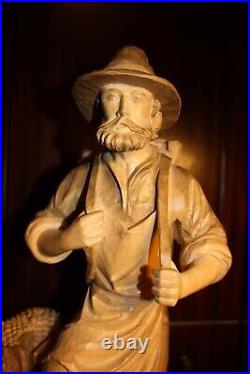 19 Wood Hand Carved Vintner Wine Grower Maker Figure Statue Sculpture Carving