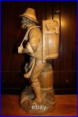 19 Wood Hand Carved Vintner Wine Grower Maker Figure Statue Sculpture Carving